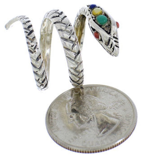 Multicolor Sterling Silver Snake Southwest Ring Size 5-3/4 MX23657